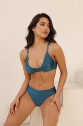 Capri Underwire Bra Green Bikini Top - ADARA WOMEN - Small--Adara Swimwear