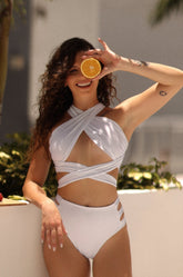 Milan Cross Front White Bikini Swimsuit - Bikini Swimsuit Top Bottom Sexy Bathingsuit - ADARA WOMEN Swimwear - Small--ADARA WOMEN