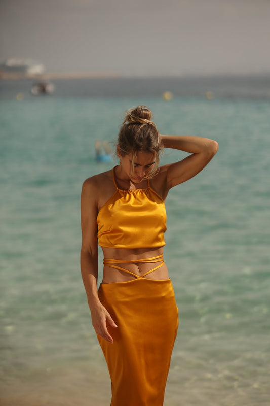 Palma Resort wear mustard set two pieces - Resortwear - Adara Swimwear - One size--Adara Swimwear
