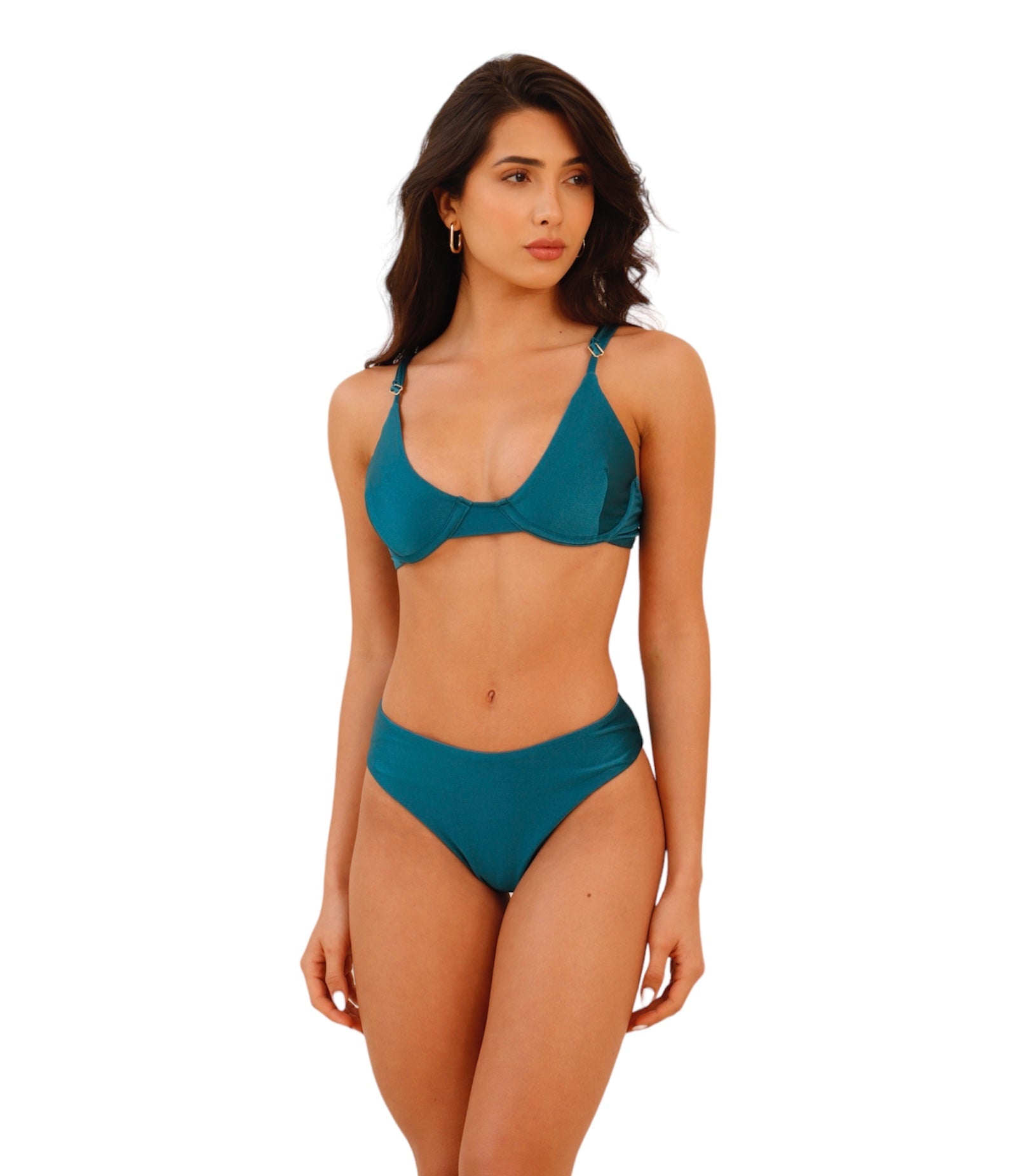 Capri Bikini Set - Underwire Top - Scrunch Bottom - Teal Blue - Bikini Set Swimsuit - Adara Swimwear - Small--Adara Swimwear