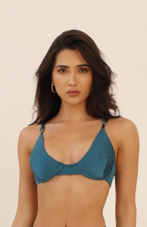 Capri Underwire Bra Green Bikini Top - ADARA WOMEN - Small--Adara Swimwear