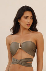 Carbonara Green Bandeau Bikini Top - Swimwear - adara swimwear - Small--Adara Swimwear