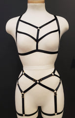 LOVELY HARNESS SET - BLACK Sexy Harness Strappy BodyHarness Lingerie ADARABYCAROLB Intimates 