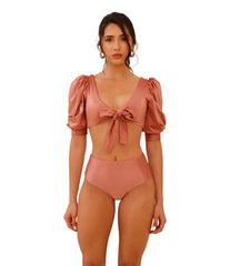 Maldivas Puff Sleeve Pink Bikini - Bikini Set Swimsuit - Adara Swimwear - Small--Adara Swimwear