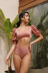 Maldivas Puff Sleeve Pink Bikini - Swimwear - adara swimwear - Small--Adara Swimwear