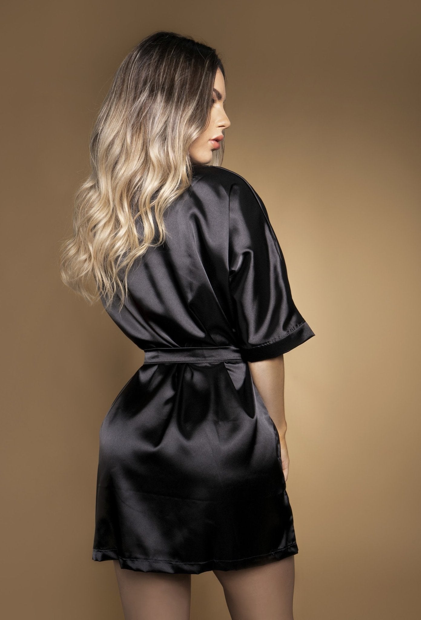Midnight Satin Robe - Nightwear - ADARABYCAROLB Intimates - Black--ADARA WOMEN