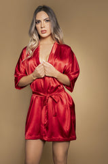 Midnight Satin Robe - Nightwear - ADARABYCAROLB Intimates - Red--ADARA WOMEN