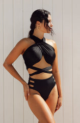 Milan Cross Front Black Bikini Swimsuit - Bikini Swimsuit Top Bottom Sexy Bathingsuit - ADARA WOMEN Swimwear - Small--ADARA WOMEN