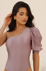 Milano Puffed Sleeve One-Shoulder Lila One-Piece - Swimwear - adara swimwear - Small--ADARA WOMEN