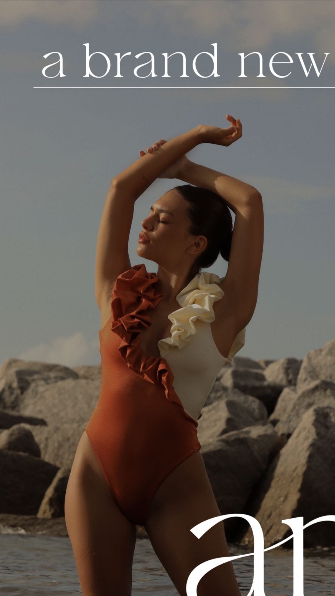 Pre - order Marsella Two Tone Ruffle Cut-Out elegant One-Piece Orange - Adara Swimwear - Small--Adara Swimwear