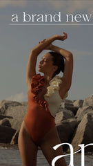 Pre - order Marsella Two Tone Ruffle Cut-Out elegant One-Piece Orange - Adara Swimwear - Small--Adara Swimwear