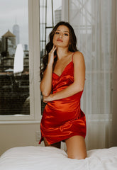Romantic Red Pajama Dress - Nightwear - ADARABYCAROLB Intimates - One Size (Fits Small - Medium)--ADARA WOMEN
