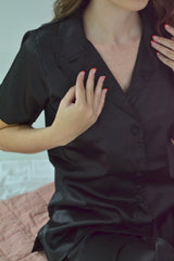 Silk Pajama Long Pants Magda - Pajamas - ADARA WOMEN - Black-Small-ADARA WOMEN