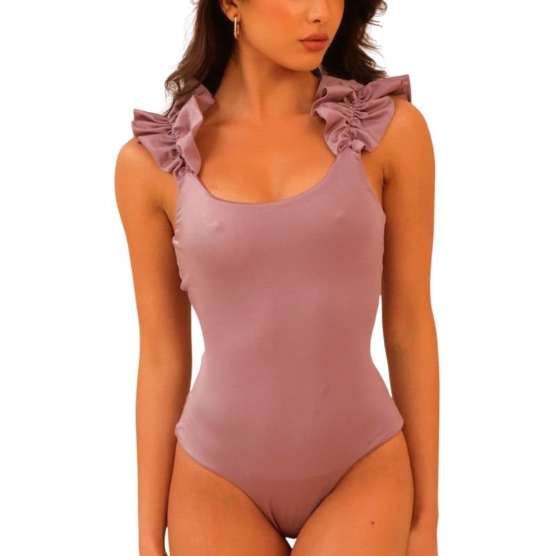 Vienna One-Piece Swimsuit - Ruffle Sleeves - Scrunched Cheeky Bikini Bottom - One Piece Swimsuit - Adara Swimwear - Small-Lavender-Adara Swimwear